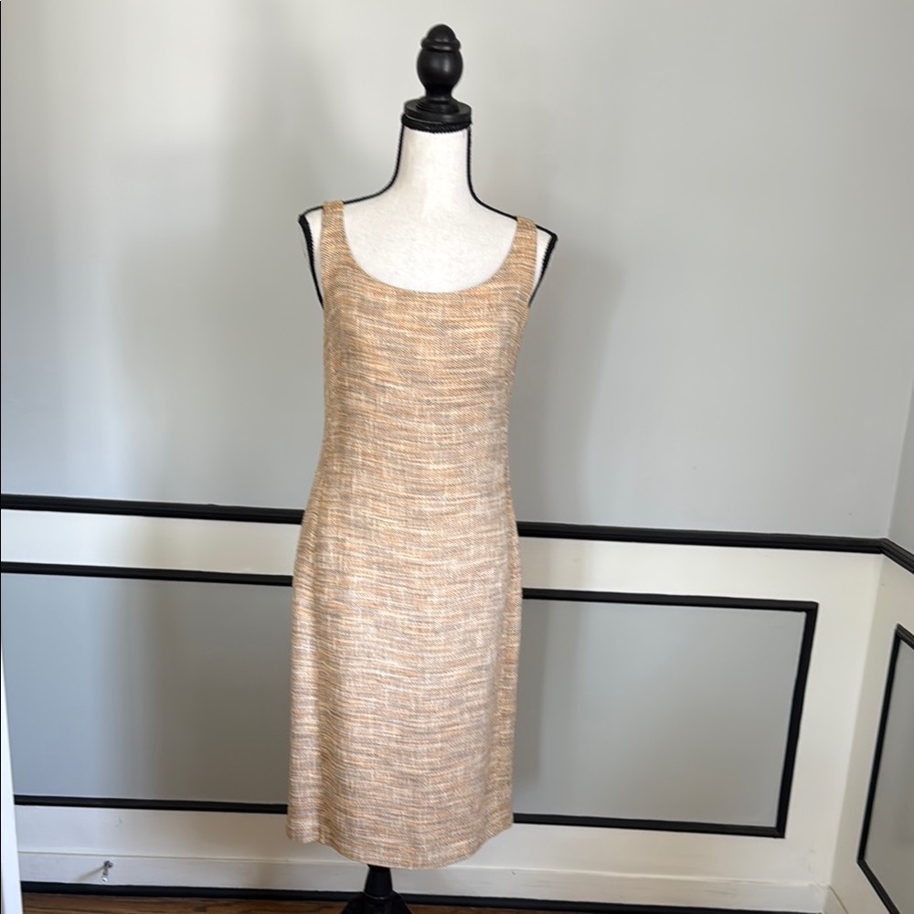 Italian made Tan Sleeveless Midi Dress